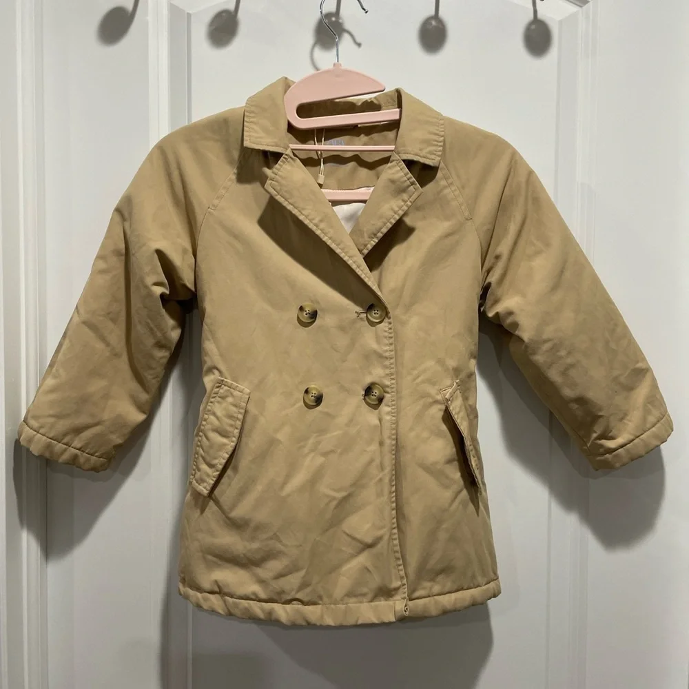 Zara Beige Tan Trench Coat Size 4-5 years 110 CM - Picture 3 of 7